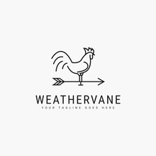 Line Art Rooster Weather Vane Minimalist Logo Vector Illustration Design