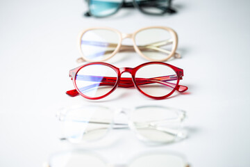 Poster - optical glasses in white background