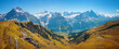 stunning mountain landscape switzerland, panorama Grindelwald First bernese oberland in autumn