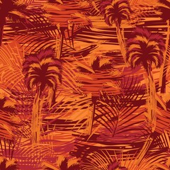 Tropical natural grungy seamless pattern