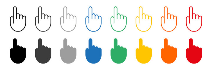 Fototapete - set of hand icons. colorful hand icons for clicks and confirmations. vector illustration.