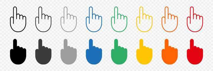 Fototapete - set of hand icons. colorful hand icons for clicks and confirmations. vector illustration.