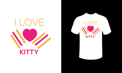 Wall Mural - love kittty t-shirt design blue.