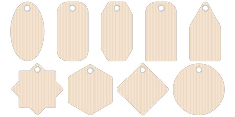Poster - Set geometric shape paper price tags or gift tags of various shapes, vector set tag stickers for selling goods