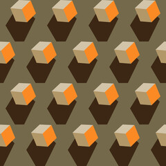 Poster - Spring seamless geometric pattern with the image of cubes, constructor. Vector design for web banner, business presentation, brand package, fabric, print, wallpaper, postcard.