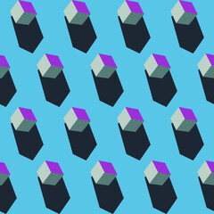Poster - Spring seamless geometric pattern with the image of cubes, constructor. Vector design for web banner, business presentation, brand package, fabric, print, wallpaper, postcard.