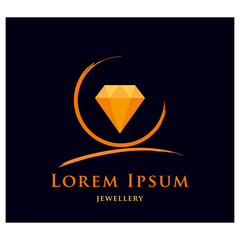 Wall Mural - Simple and elegant polygonal diamond design logo for your jewellery company.