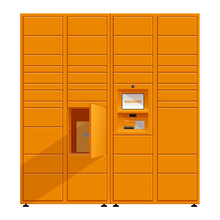 Automated Parcel Locker In Orange Color