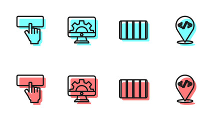 Set line Color palette guide, Keyboard, Web development and Front end icon. Vector.
