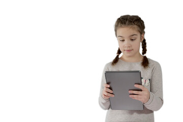 Girl playing or study with tablet