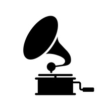 Gramophone Vector Glyph Icon. Music Sign