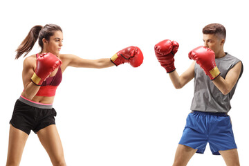 Poster - Female and male practicing box