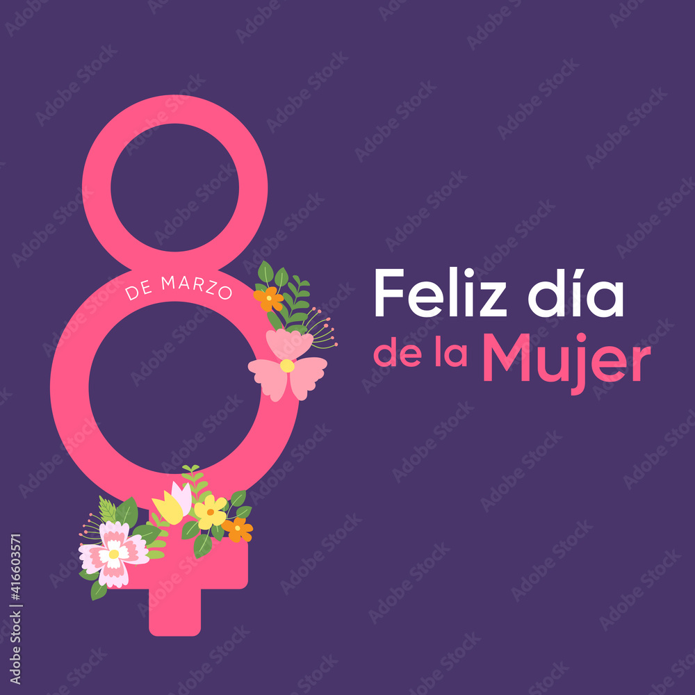 feliz día de la mujer - 8 de marzo español Stock Vector | Adobe Stock