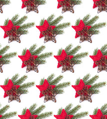 Wall Mural - Christmas decoration isolated on white background. Creative layout, Christmas seamless pattern.