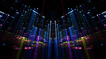 Poster - neon light show, abstract blue background. background of an ceiling with neon light. abstract backgr