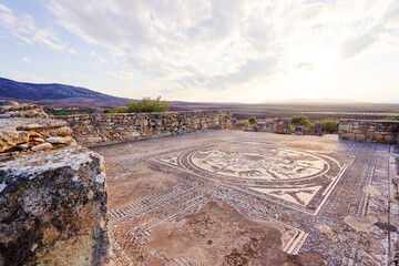 Wall Mural - Beautiful sunset lanscape. The ancient antigue roman city Volubilis in Morocco, Africa.