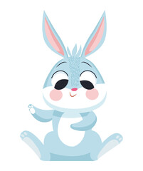 Wall Mural - happy little rabbit seated comic character