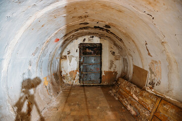 Wall Mural - Dark abandoned Soviet bunker, echo of Cold War