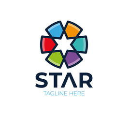 Fototapete - Abstract star vector logo icon design template elements. vector Awesome Colorful Star Logo