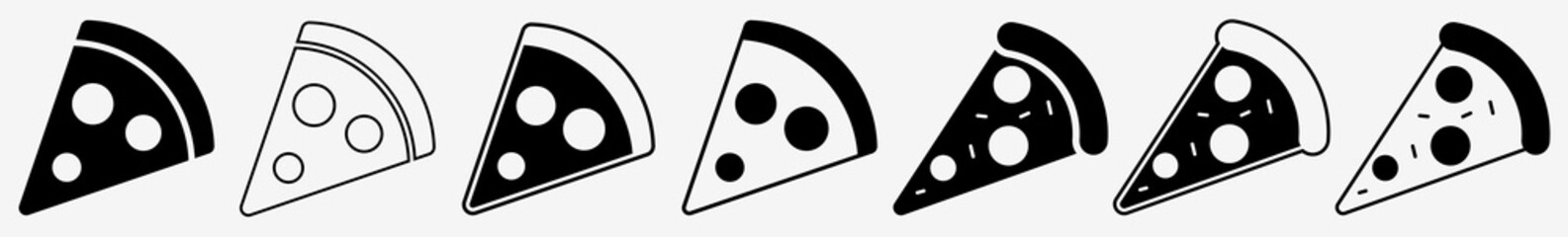 Wall Mural - pizza slice icon italian pizza slice set | pizzas slices icon delivery vector illustration logo | pe