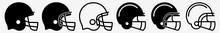 Football Helmet Icon American Football Helmet Set | Football Helmets Icon Headgear Vector Illustration Logo | Black Football Helmet Icon Isolated Football Helmet Collection