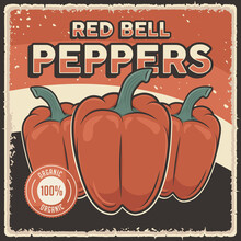 Retro Vintage Red Bell Peppers Vegetable Poster