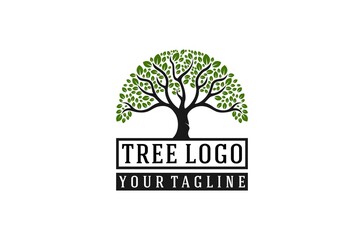 tree logo with tree illustration that looks lush and lush foliage