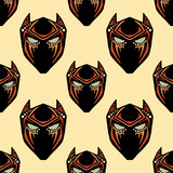 Fototapeta Do pokoju - Seamless vector of tribal style fancy panther face shape mask