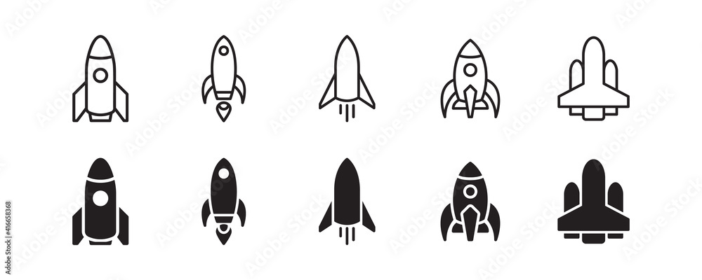Rocket icon set. Vector graphic illustration. Suitable for website ...