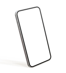 Wall Mural - Smartphone with blank white screen isolated on white background. 3d illustration