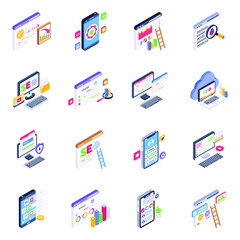 
Mobile Apps and Web Isometric Icons Pack 

