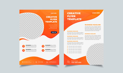 Wall Mural - set of flyer design layout, geometric business flyer template, complex blue colorful gradient ad in 