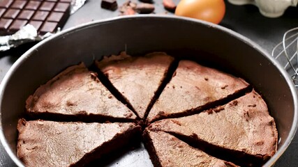 Canvas Print - chocolate cake sliced with ingredient