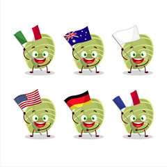 Poster - White cabbage cartoon character bring the flags of various countries