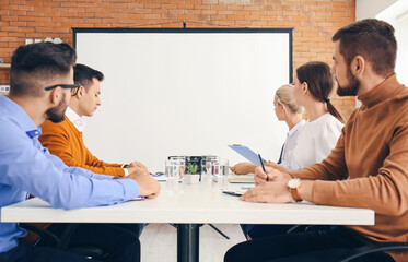 Poster - Business people having meeting in office