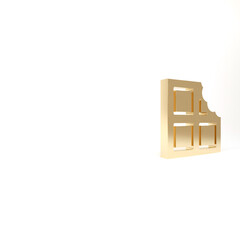 Wall Mural - Gold Chocolate bar icon isolated on white background. 3d illustration 3D render.