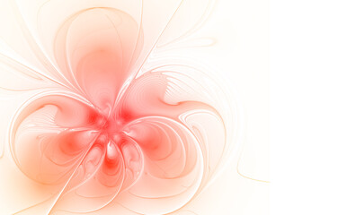 Wall Mural - Pink pastel fractal flower on white background