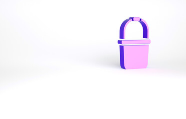 Poster - Purple Sauna bucket icon isolated on white background. Minimalism concept. 3d illustration 3D render.