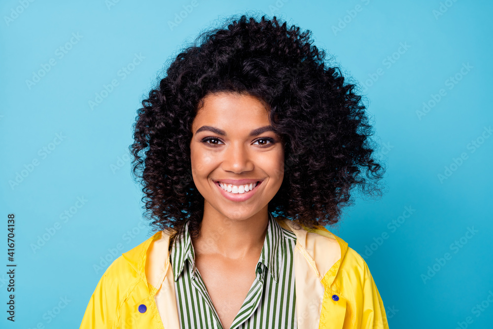 Photo of young attractive black woman happy positive smile wear ...