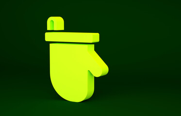 Poster - Yellow Sauna mittens icon isolated on green background. Mitten for spa. Minimalism concept. 3d illustration 3D render.