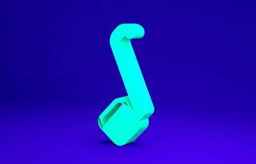 Poster - Green Sauna ladle icon isolated on blue background. Minimalism concept. 3d illustration 3D render.