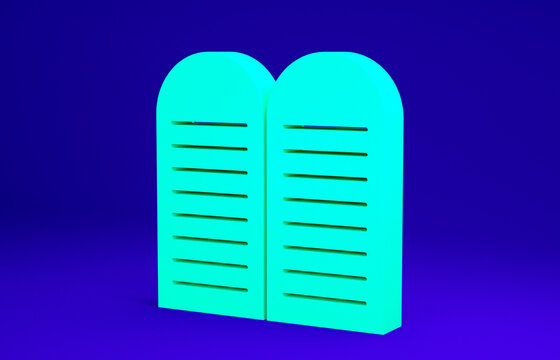 Green The commandments icon isolated on blue background. Gods law concept. Minimalism concept. 3d illustration 3D render.