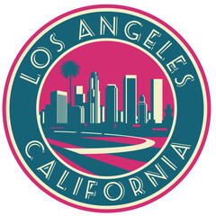Fototapete - Los Angeles California skyline symbol