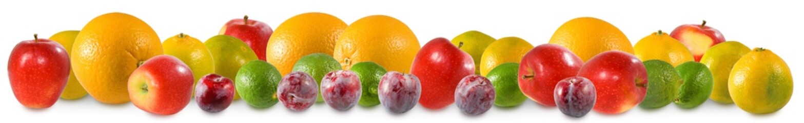  various ripe fruits on white background close-up