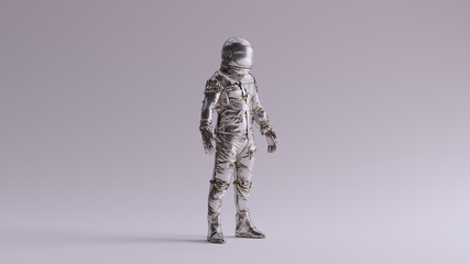Wall Mural - silver spaceman astronaut cosmonaut retro style 3d illustration 3d render