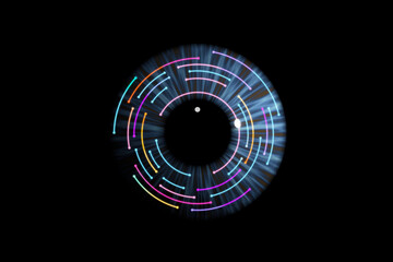 Poster - Iris with colorful lights. Concept of biometric identification. 3D render / rendering