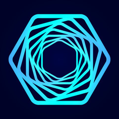 Aufkleber - Swirling polygon symbol. Optical illusion. Vector illustration. Abstract 3d tunnel.