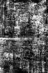 Wall Mural - Abstract grunge futuristic lettering background. Monochrome abstract grunge black and white illustration	