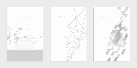 Abstract geometric technological company brochure. Corporate identity flyer. Vector set business presentation.