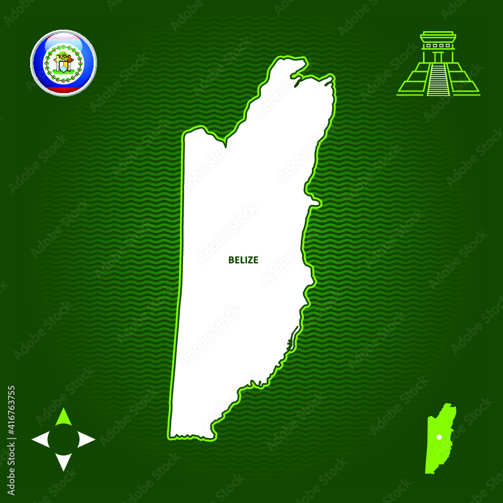 simple outline map of Belize Stock Vector | Adobe Stock